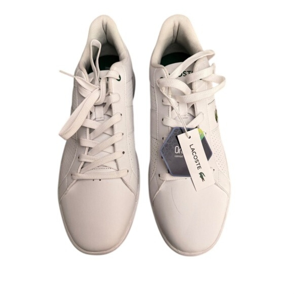 Lacoste Novas 120 Sneakers Mens 12 White Green Leather OrthoLite low top NWT